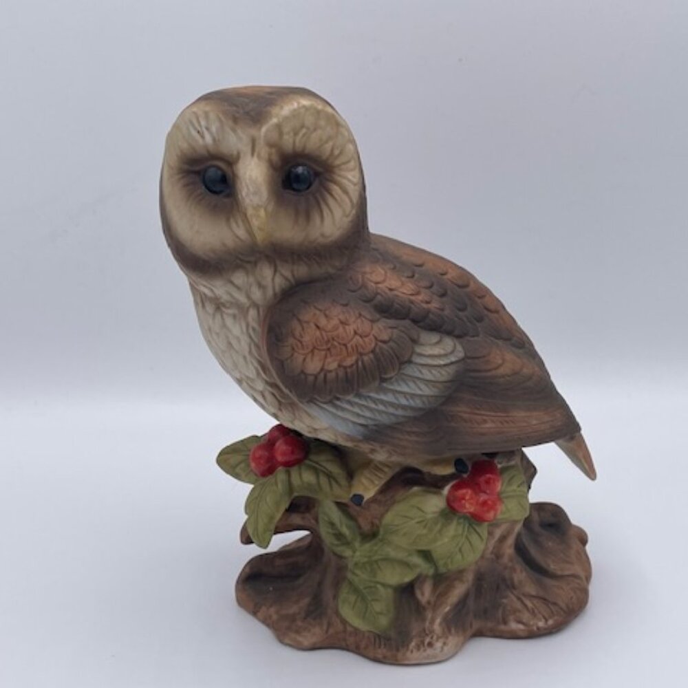 Vintage Ardco C-3720 8” Porcelain Hand Painted Owl Figurine